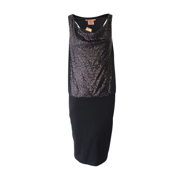 Tory Burch Racerback Dress in Black Sequin Polyester